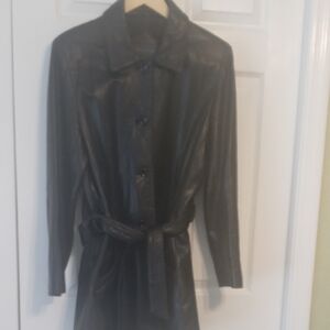 Relativity Black Leather Trench Coat